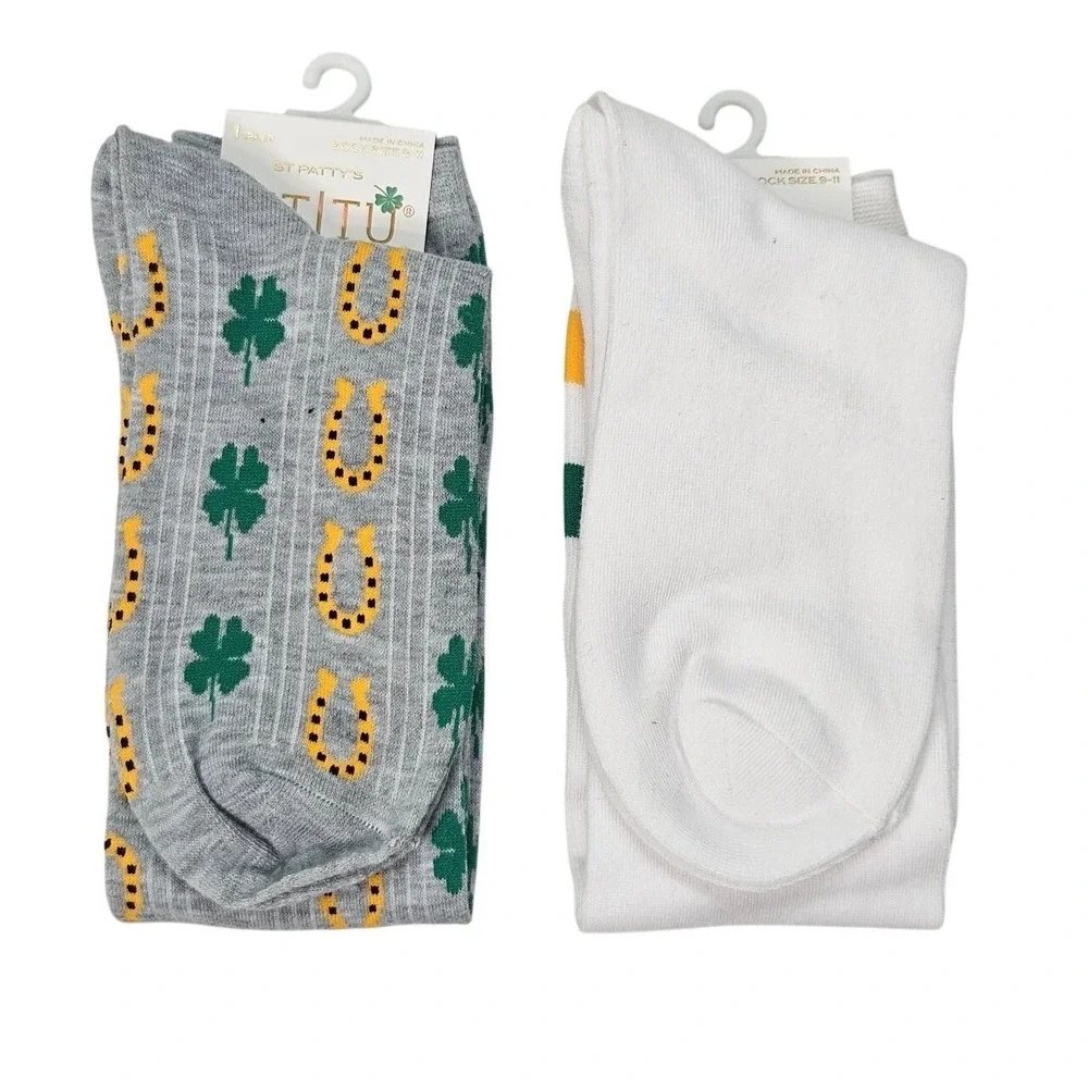 ET TU St Patricks Day Knee High Socks Women's 9‎ 11 Shamrock Horseshoe